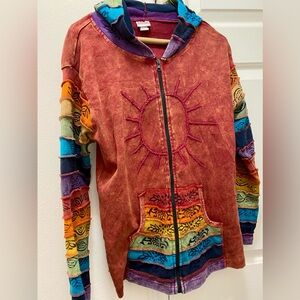 Colorful Sun Embroidered Hoodie